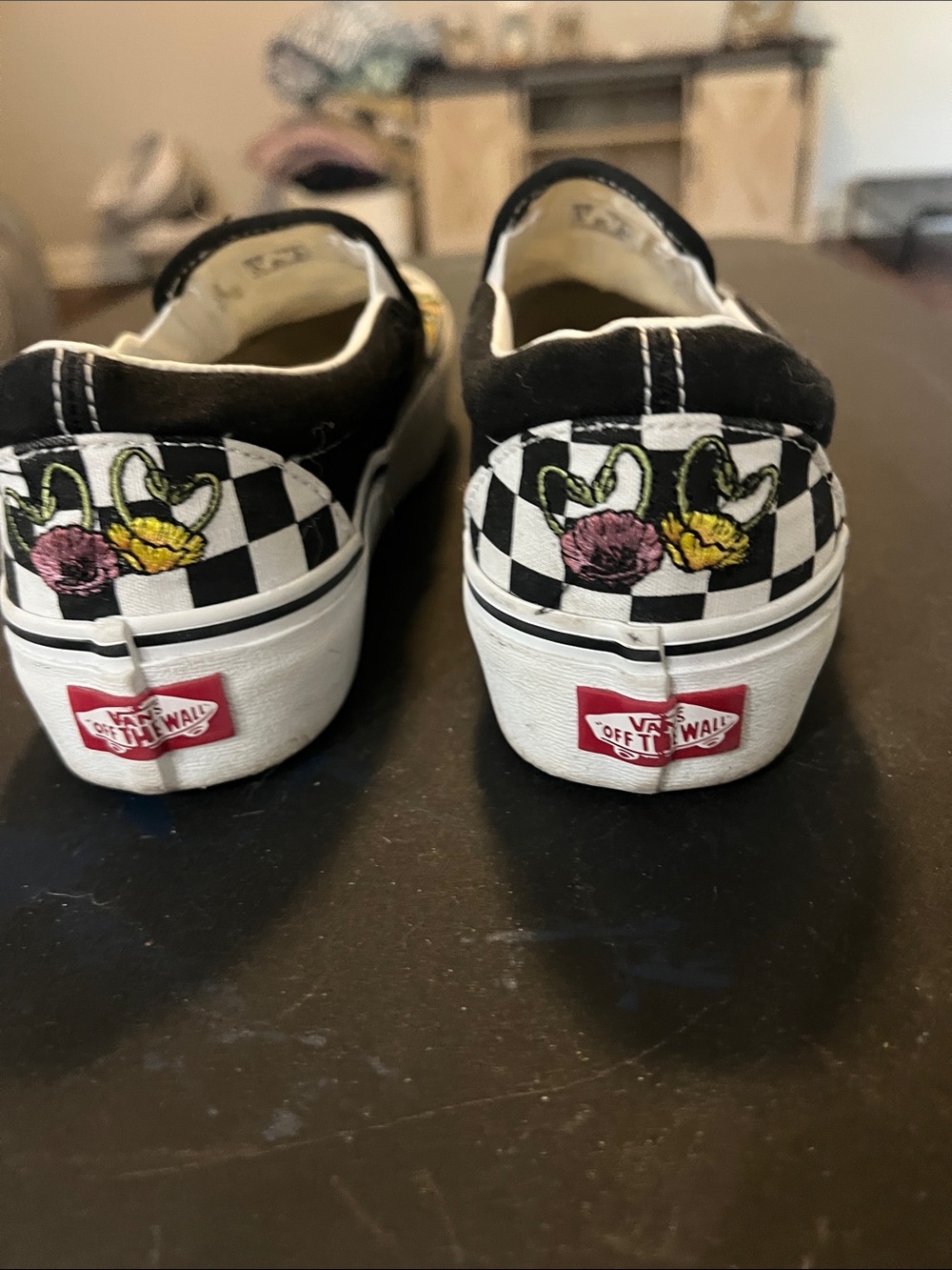 Vans poppy checkerboard platform Slip-Ons Floral Print used - Picture 3 of 12